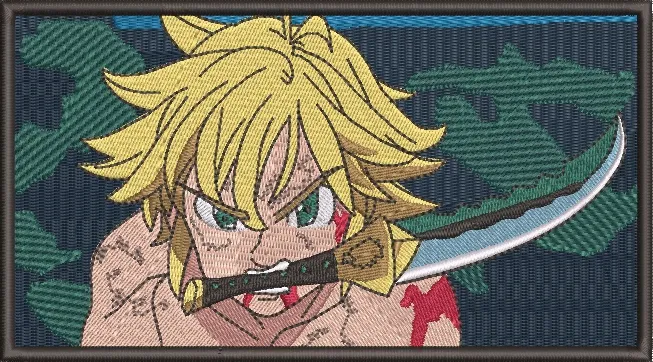 Main preview of  Meliodas with Sword in Mouth Embroidered Patch 