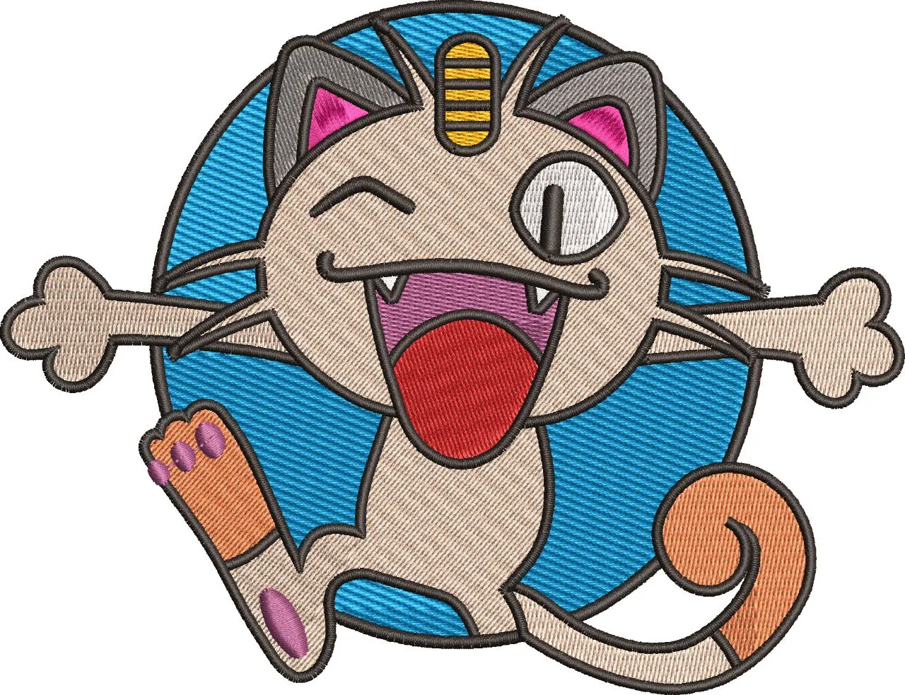  Meowth Embroidered Patch Style  embroidery pattern preview
