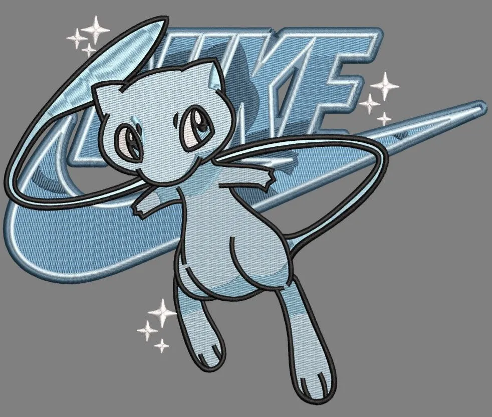  Mew with Nike Logo and Sparkles  embroidery pattern preview