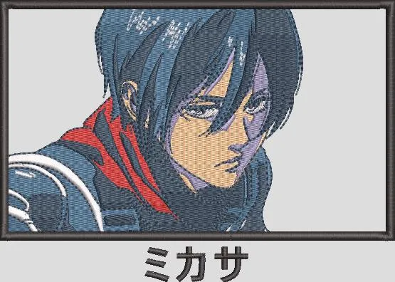  Mikasa Ackerman Embroidered Portrait Patch  embroidery pattern preview