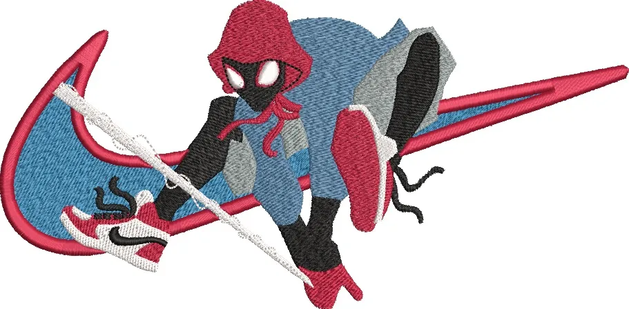  Miles Morales with Nike Swoosh Jump  embroidery pattern preview