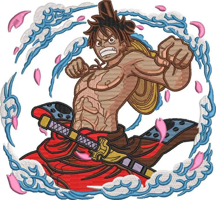  Monkey D Luffy Wano Arc Embroidered Style  embroidery pattern preview