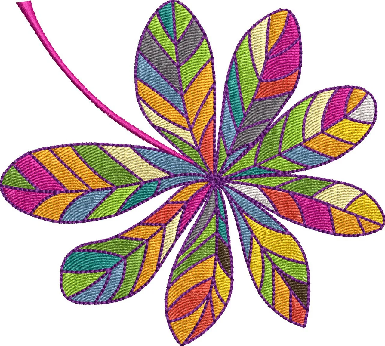 Multicolor Geometric Leaf Embroidery  embroidery pattern preview
