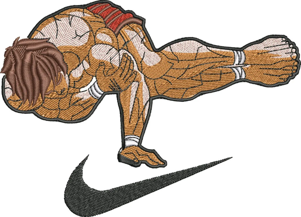  Muscular Athlete Doing Planche Over Nike Logo  embroidery pattern preview