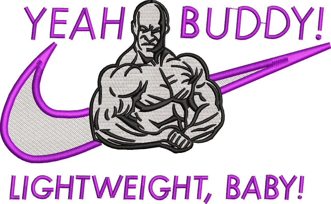  Muscular Bodybuilder with Nike Swoosh and Motivational Text  embroidery pattern preview
