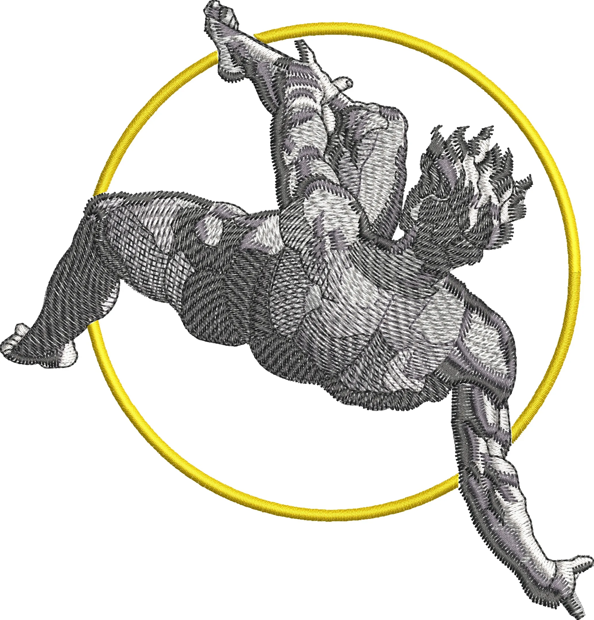  Muscular Male Figure Acrobatics with Yellow Ring  embroidery pattern preview