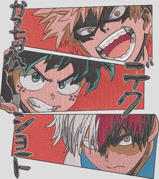 My Hero Academia Trio Fierce Expressions  embroidery pattern preview