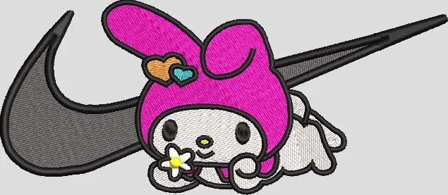  My Melody with Nike Swoosh  embroidery pattern preview