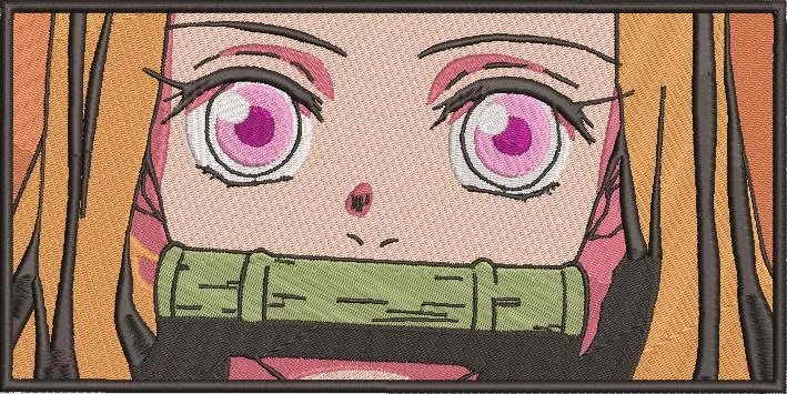  Nezuko Kamado Close Up Eyes Embroidery Patch  embroidery pattern preview