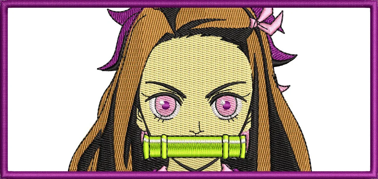 Main preview of  Nezuko Kamado Embroidered Portrait with Pink Border 