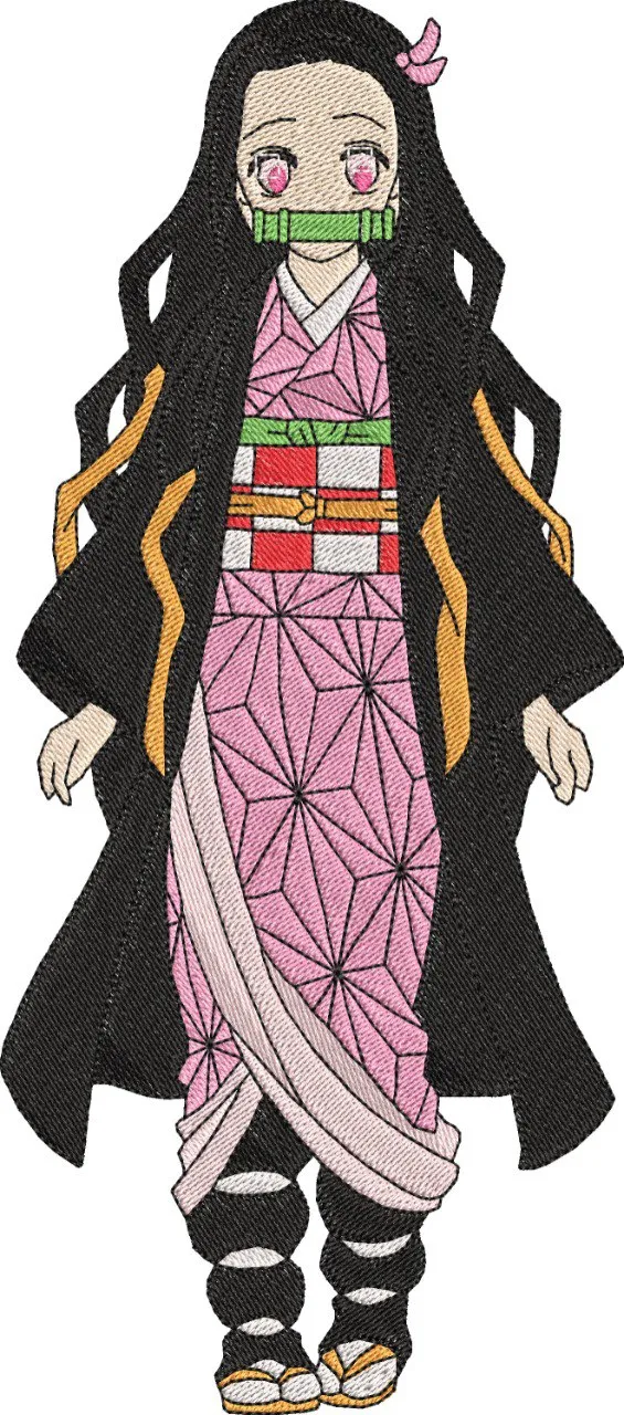  Nezuko Kamado Full Body Embroidered Style  embroidery pattern preview