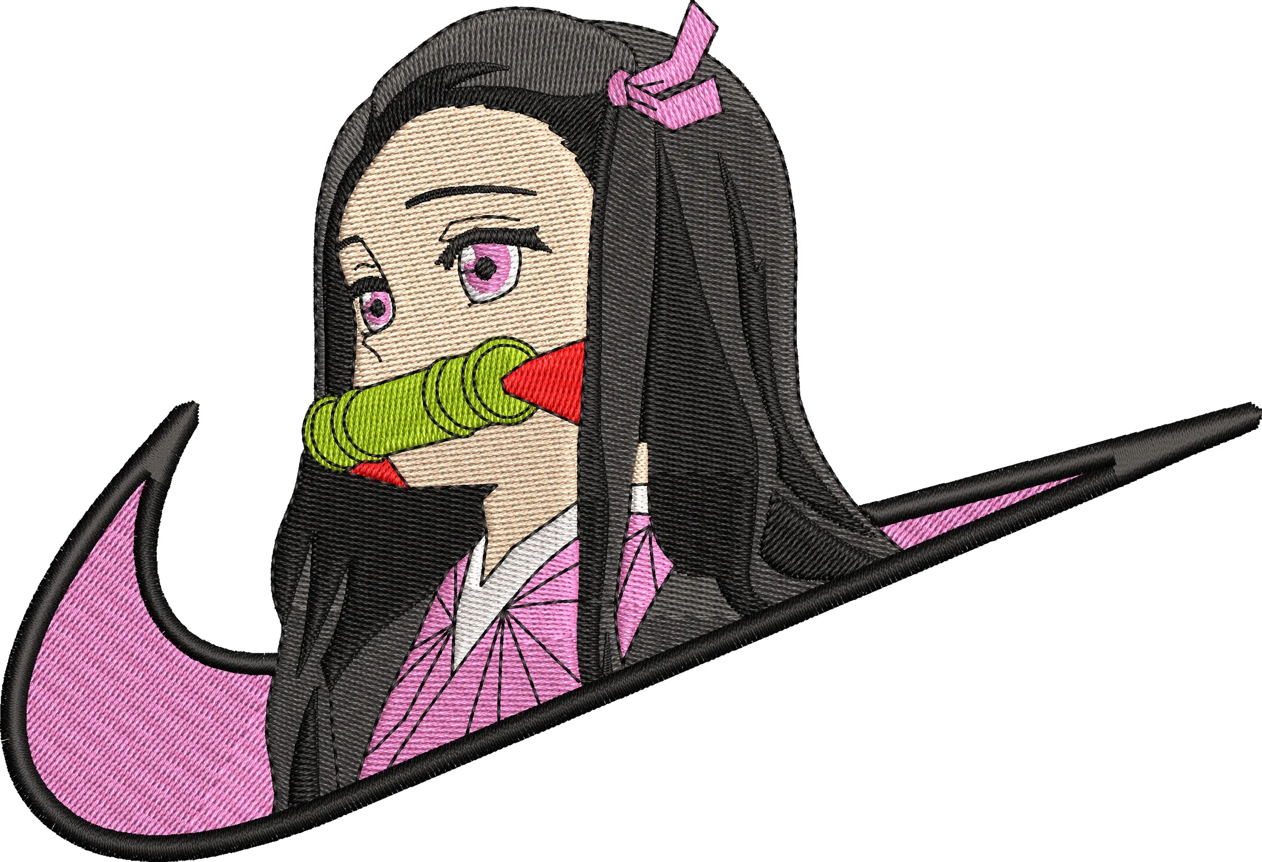  Nezuko Kamado in Nike Swoosh Embroidery  embroidery pattern preview