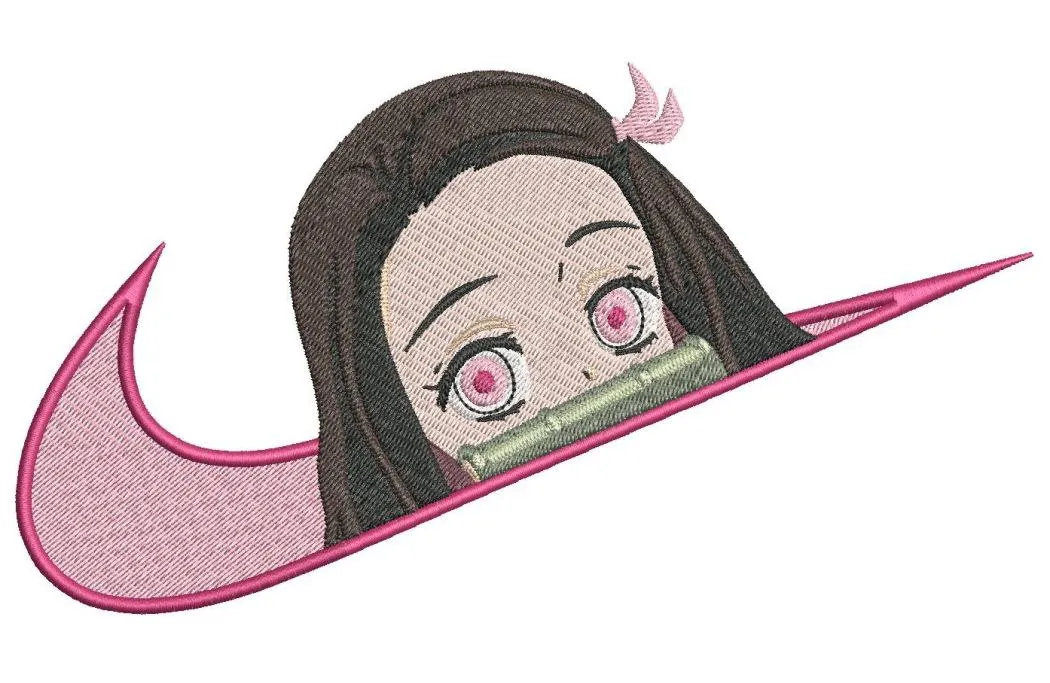  Nezuko in Pink Nike Logo  embroidery pattern preview