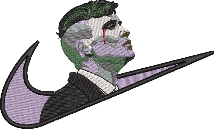  Nike Logo with Joker Inspired Portrait  embroidery pattern preview