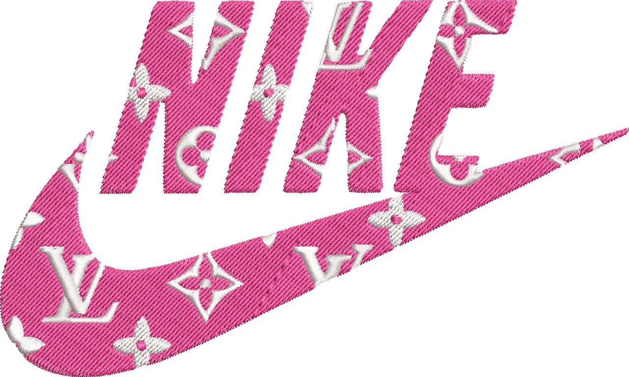  Nike Logo with Louis Vuitton Pattern in Pink  embroidery pattern preview