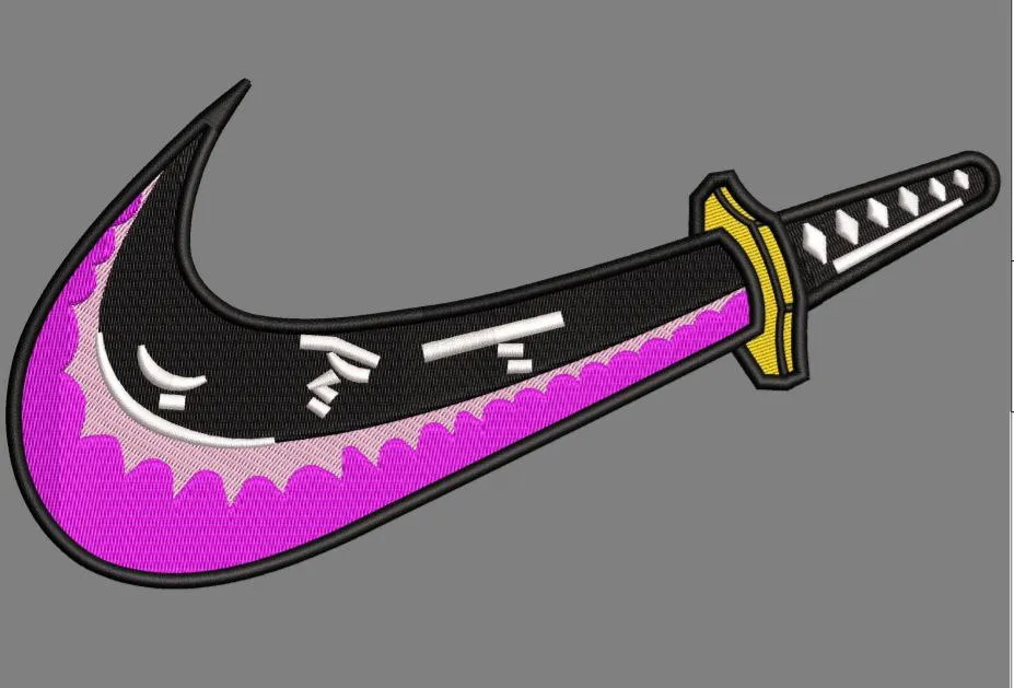  Nike Swoosh Shaped Katana Sword Embroidery  embroidery pattern preview