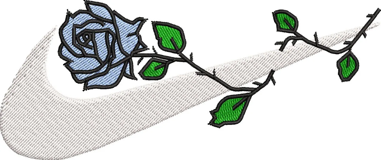  Nike Swoosh with Blue Rose Embroidery  embroidery pattern preview