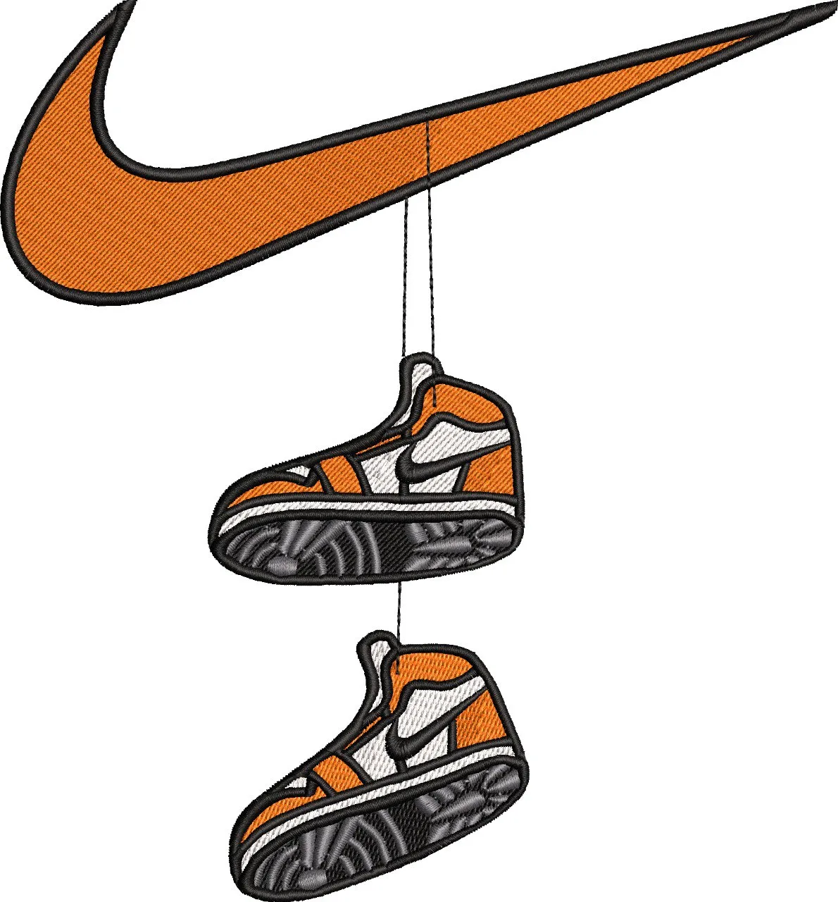  Nike Swoosh with Hanging Sneakers  embroidery pattern preview