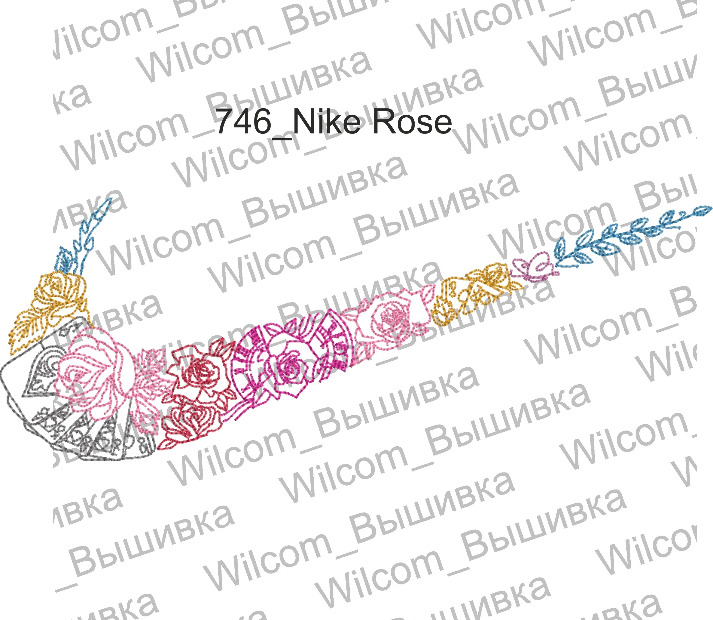 Nike Swoosh with Roses Embroidery  embroidery pattern preview