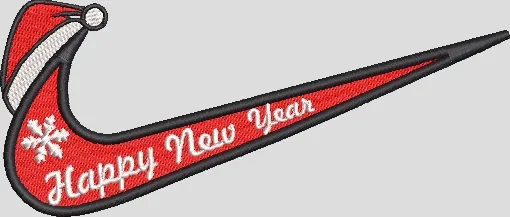  Nike Swoosh with Santa Hat and Happy New Year Text  embroidery pattern preview