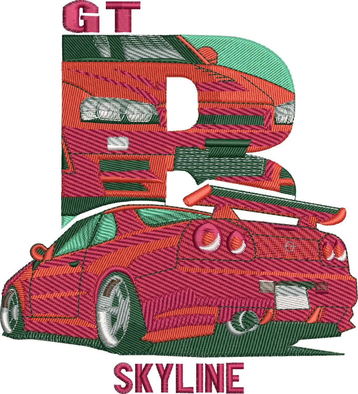  Nissan GTR Skyline Embroidery Patch Design  embroidery pattern preview