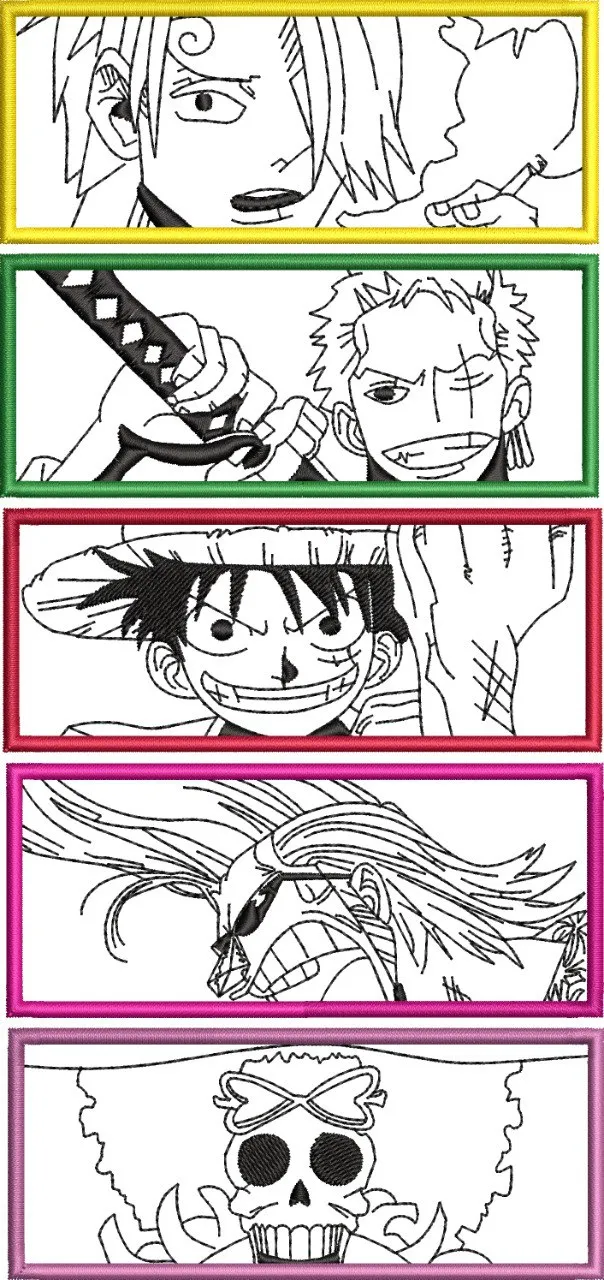  One Piece Straw Hat Pirates Character Panels  embroidery pattern preview
