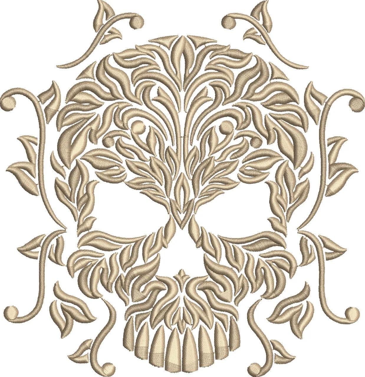  Ornate Leaf Skull Embroidery  embroidery pattern preview