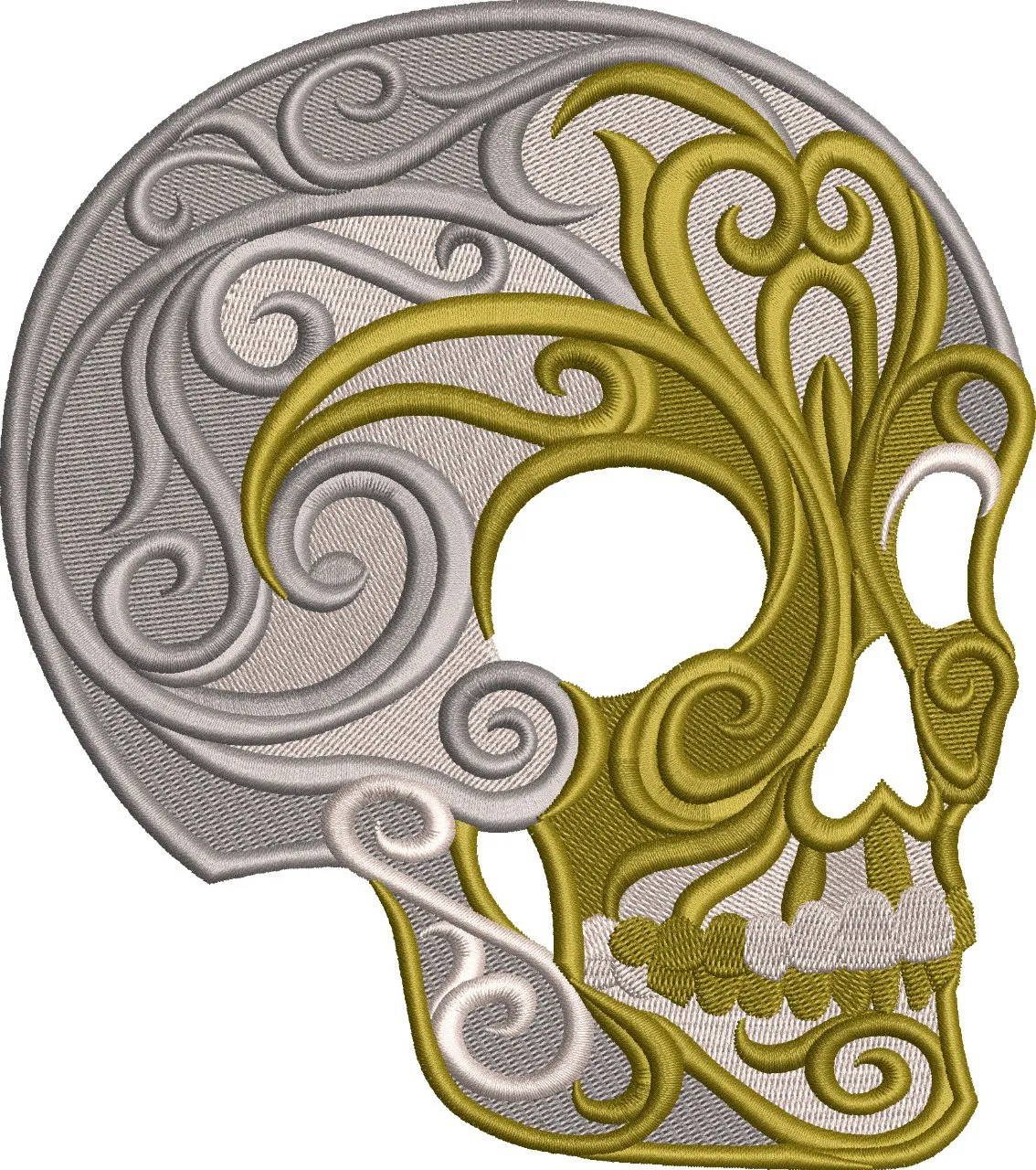  Ornate Skull with Swirling Patterns  embroidery pattern preview