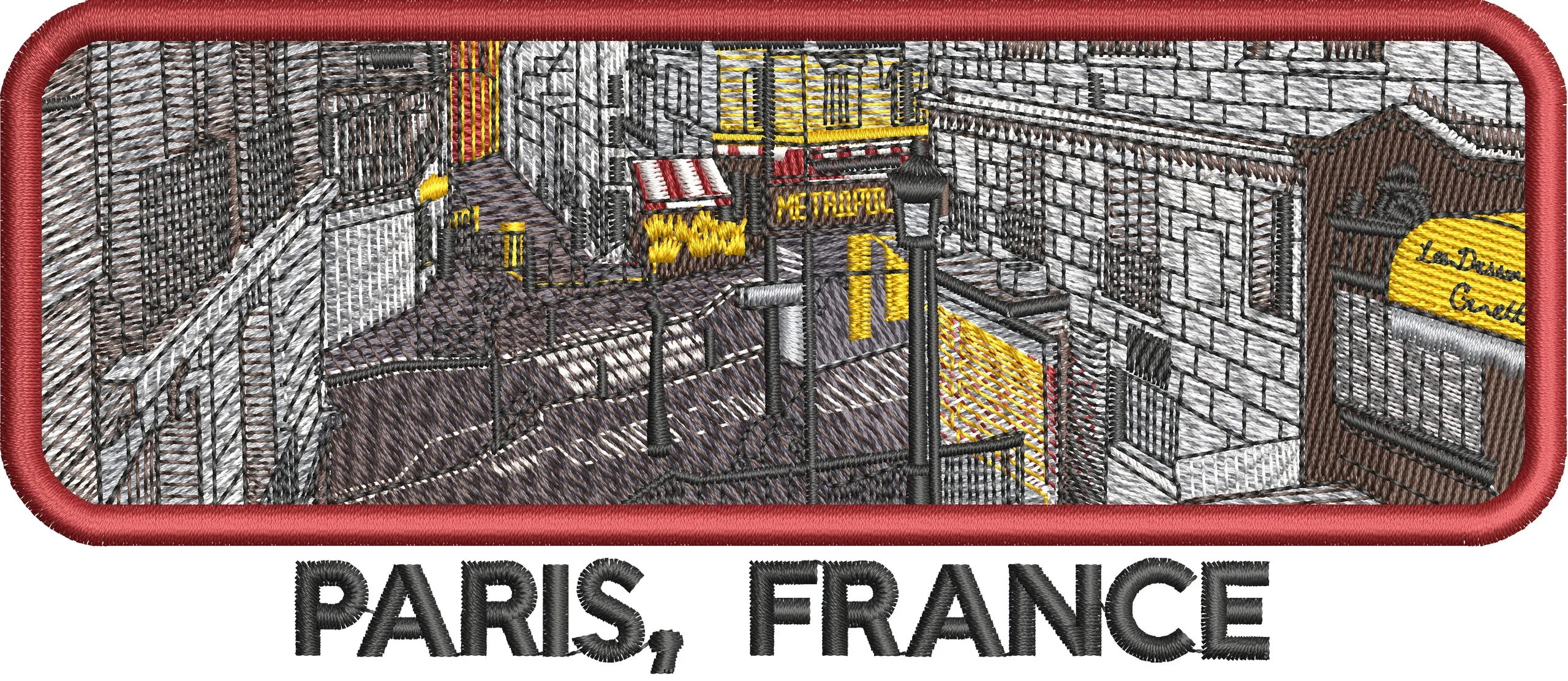  Paris Street Scene Embroidered Patch  embroidery pattern preview