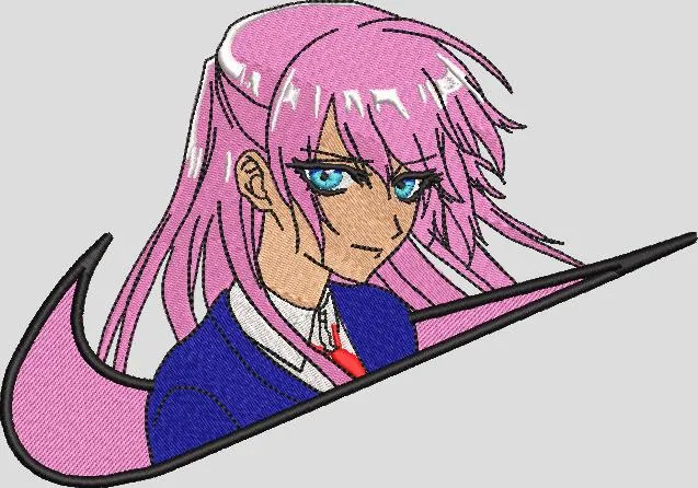 Main preview of  Pink Haired Anime Girl in Nike Style Logo 