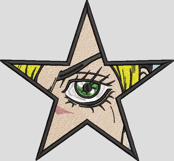  Pop Art Style Green Eye Face in Star  embroidery pattern preview