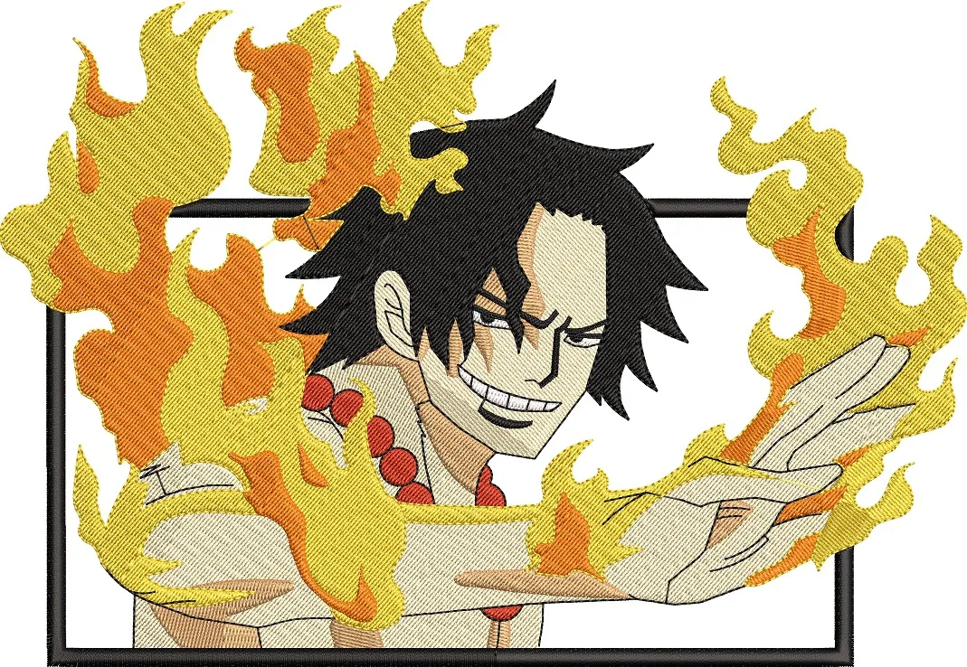  Portgas D Ace with Flames Embroidery Style  embroidery pattern preview