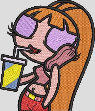 Main preview of  Powerpuff Girl Blossom Talking on Phone with Drink 