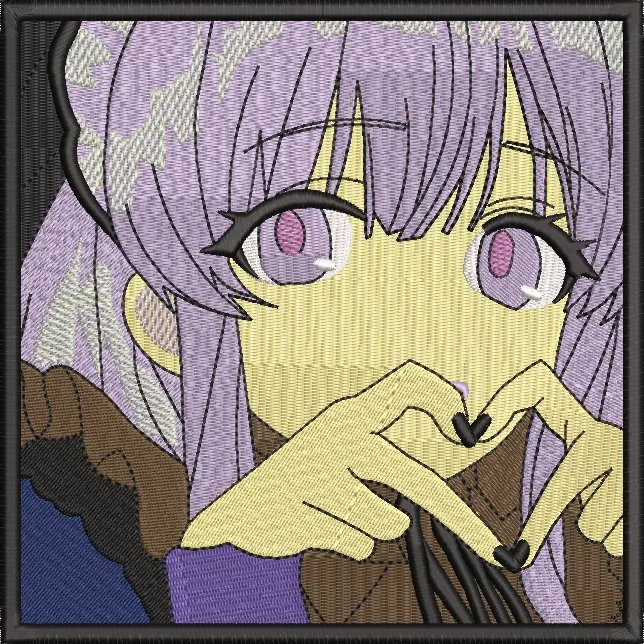 Main preview of  Purple Haired Girl Heart Hands Embroidery Patch 