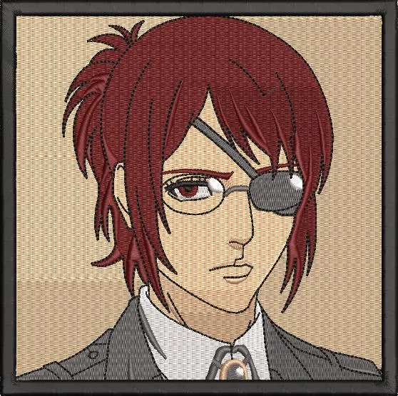 Main preview of  Red Haired Anime Character with Eyepatch and Glasses 