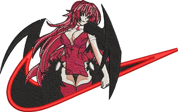  Red Haired Demon Girl with Nike Style Swoosh  embroidery pattern preview