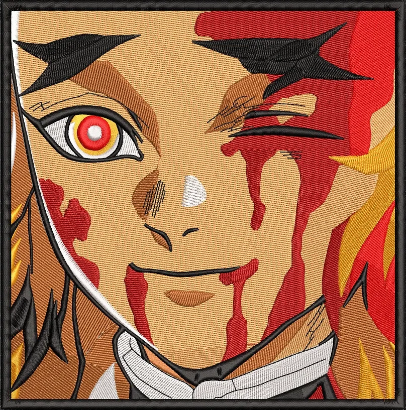  Rengoku Smiling with Injuries Embroidery Style  embroidery pattern preview