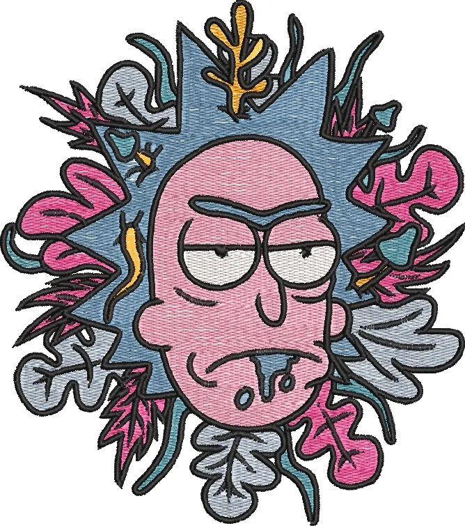  Rick Head with Colorful Leaves Embroidery  embroidery pattern preview