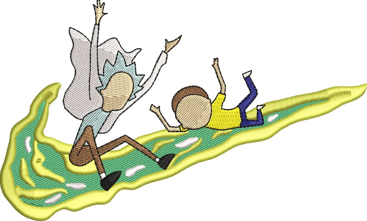 Main preview of  Rick and Morty Sliding on Nike Swoosh 
