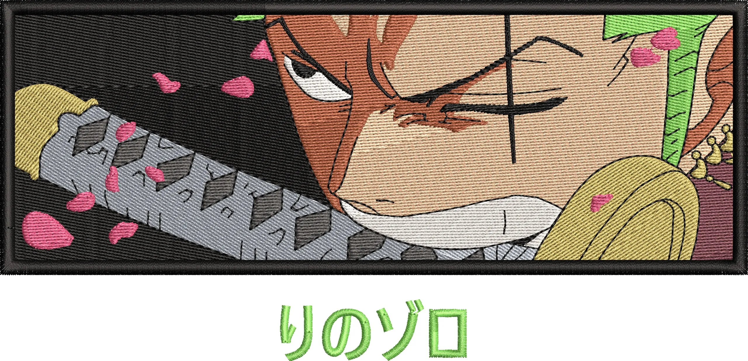  Roronoa Zoro Cherry Blossom Patch Style  embroidery pattern preview