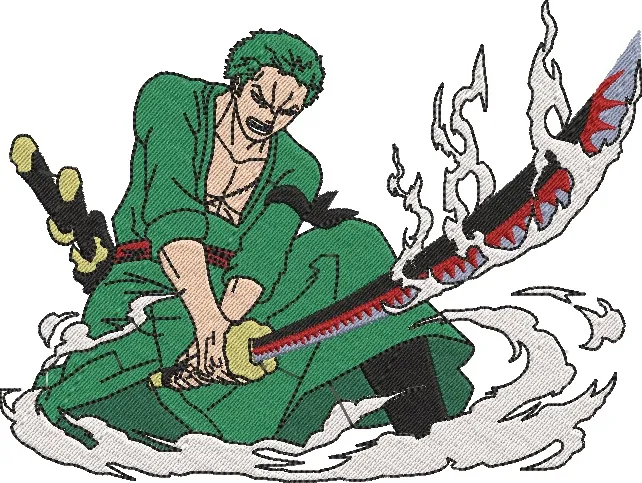 Main preview of  Roronoa Zoro Katana Flames Embroidery 