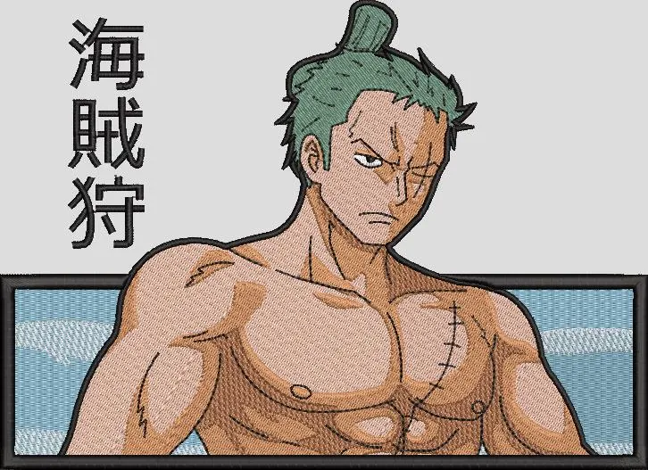  Roronoa Zoro Shirtless Patch Style  embroidery pattern preview