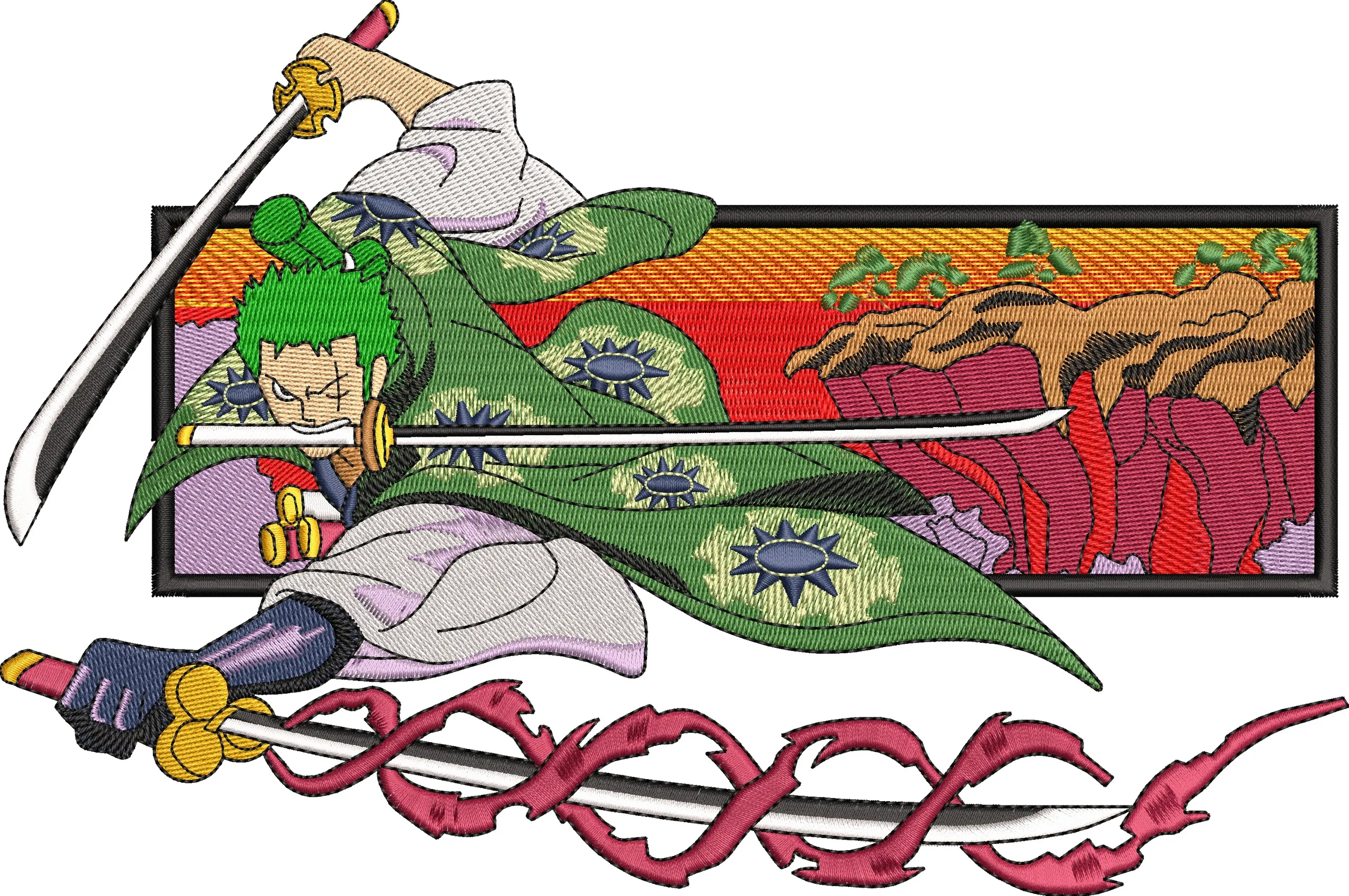 Main preview of  Roronoa Zoro Sword Attack Embroidered Patch 