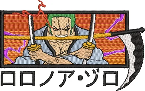  Roronoa Zoro Three Sword Stance with Scythe  embroidery pattern preview