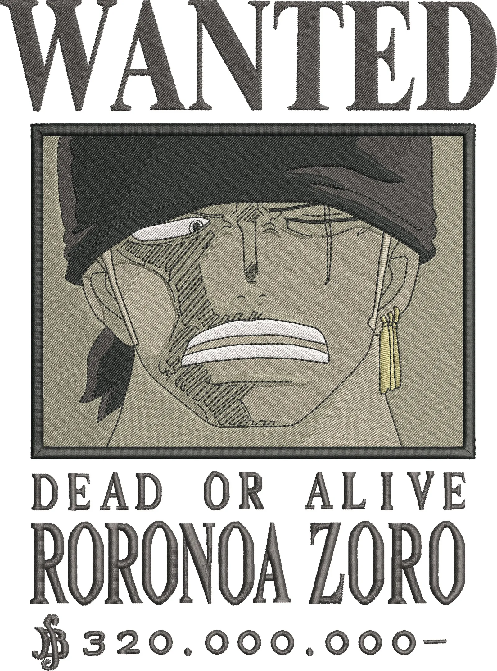 Main preview of  Roronoa Zoro Wanted Poster Embroidery 