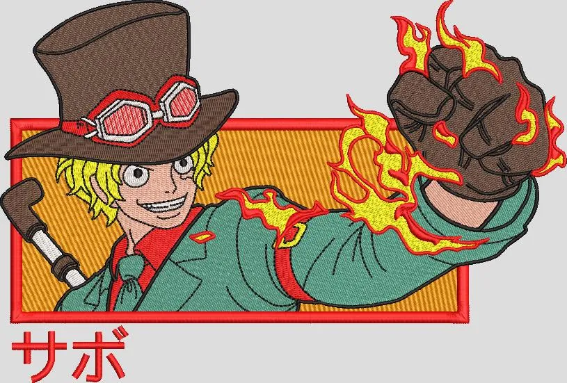 Main preview of  Sabo with Flaming Fist Embroidered Patch Style 