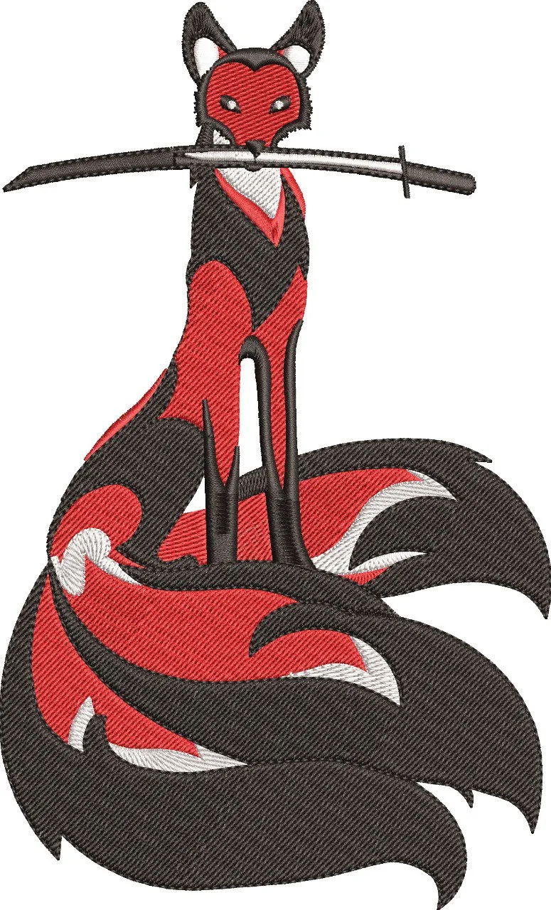  Samurai Fox Holding Katana  embroidery pattern preview