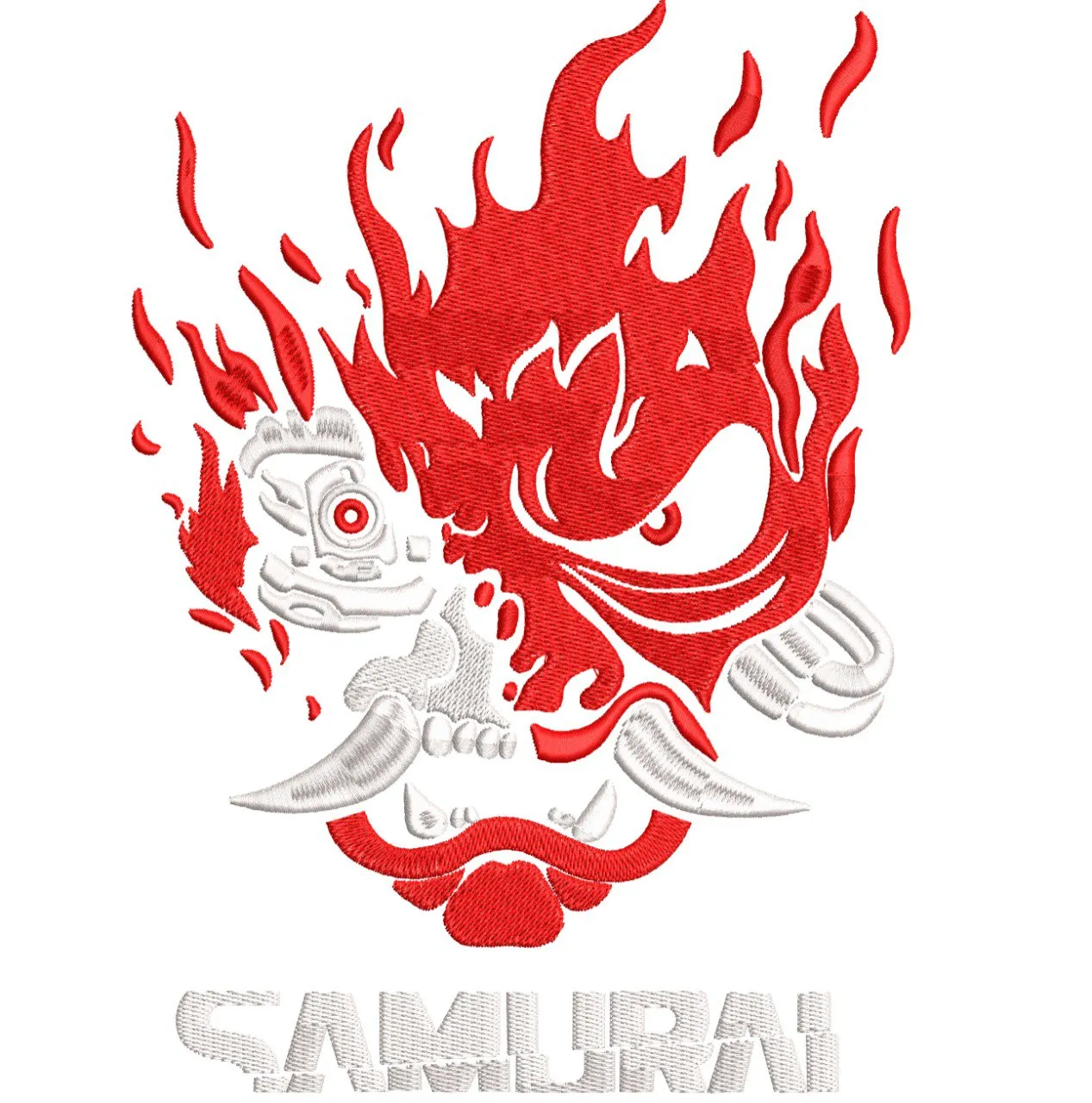  Samurai Logo with Flaming Mask from Cyberpunk 2077  embroidery pattern preview