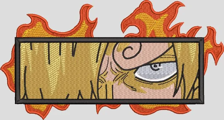  Sanji Eye Patch with Flames  embroidery pattern preview