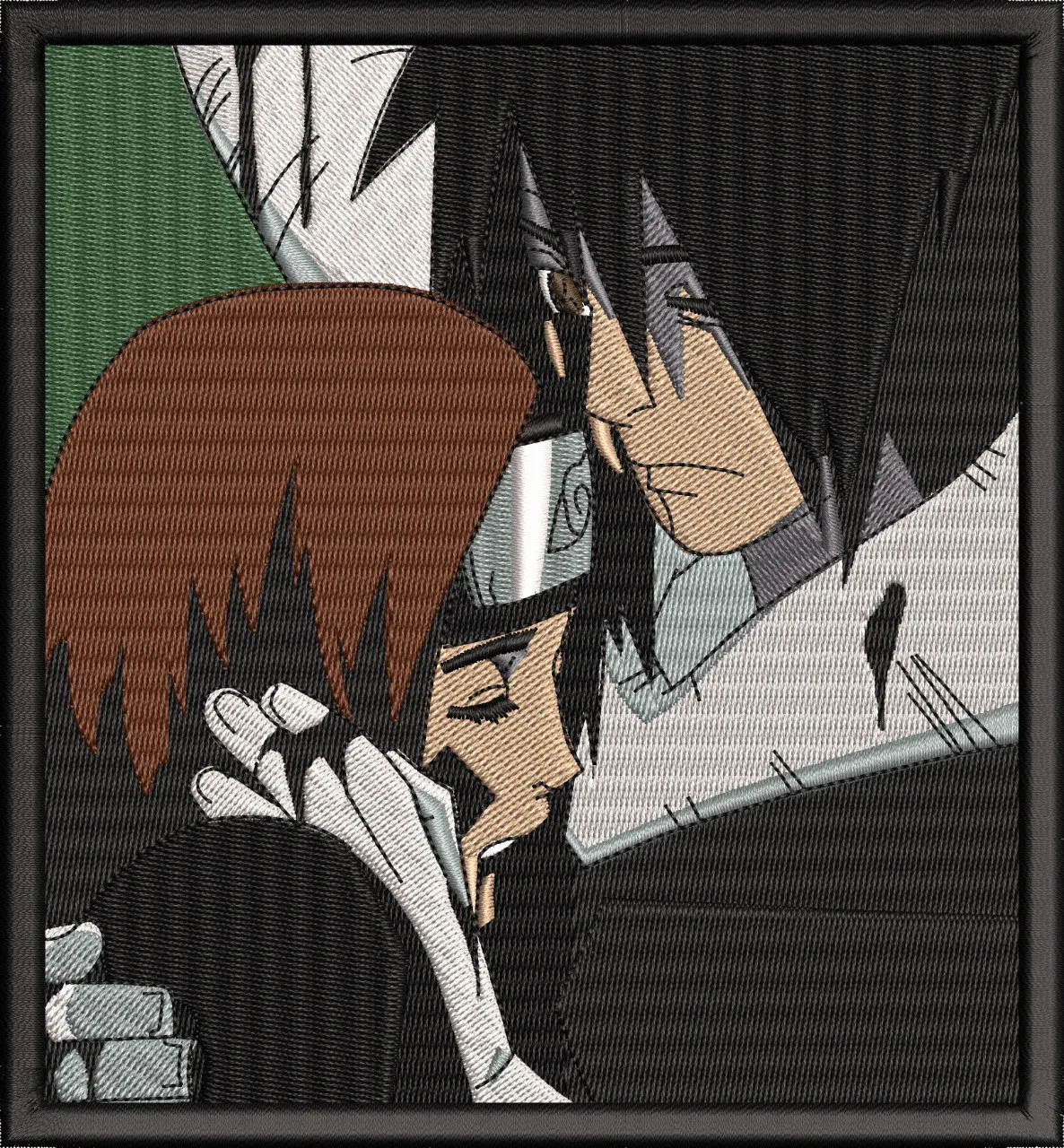  Sasuke Comforting Itachi Embroidered Style  embroidery pattern preview